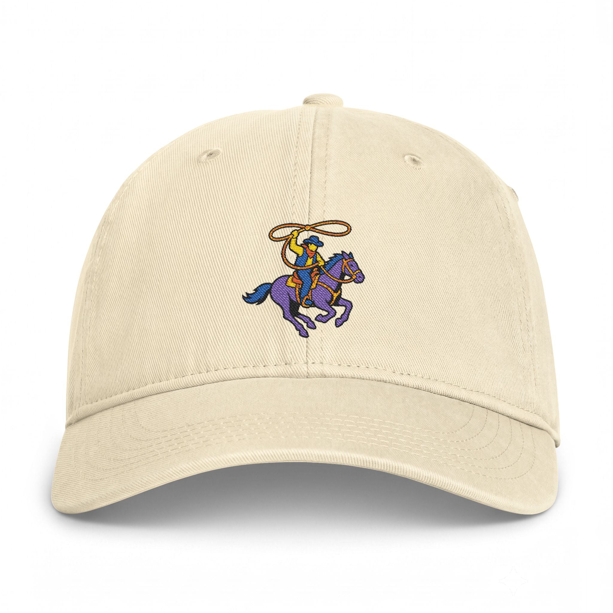 Embroidered Cowboy Rider Cap — Washed Coastal Baseball Hat