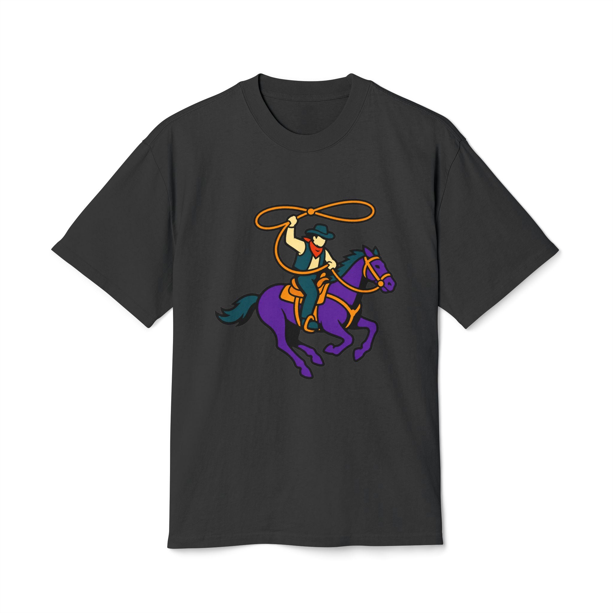Cowboy Rodeo Graphic Tee — Lasso Rider on Purple Horse