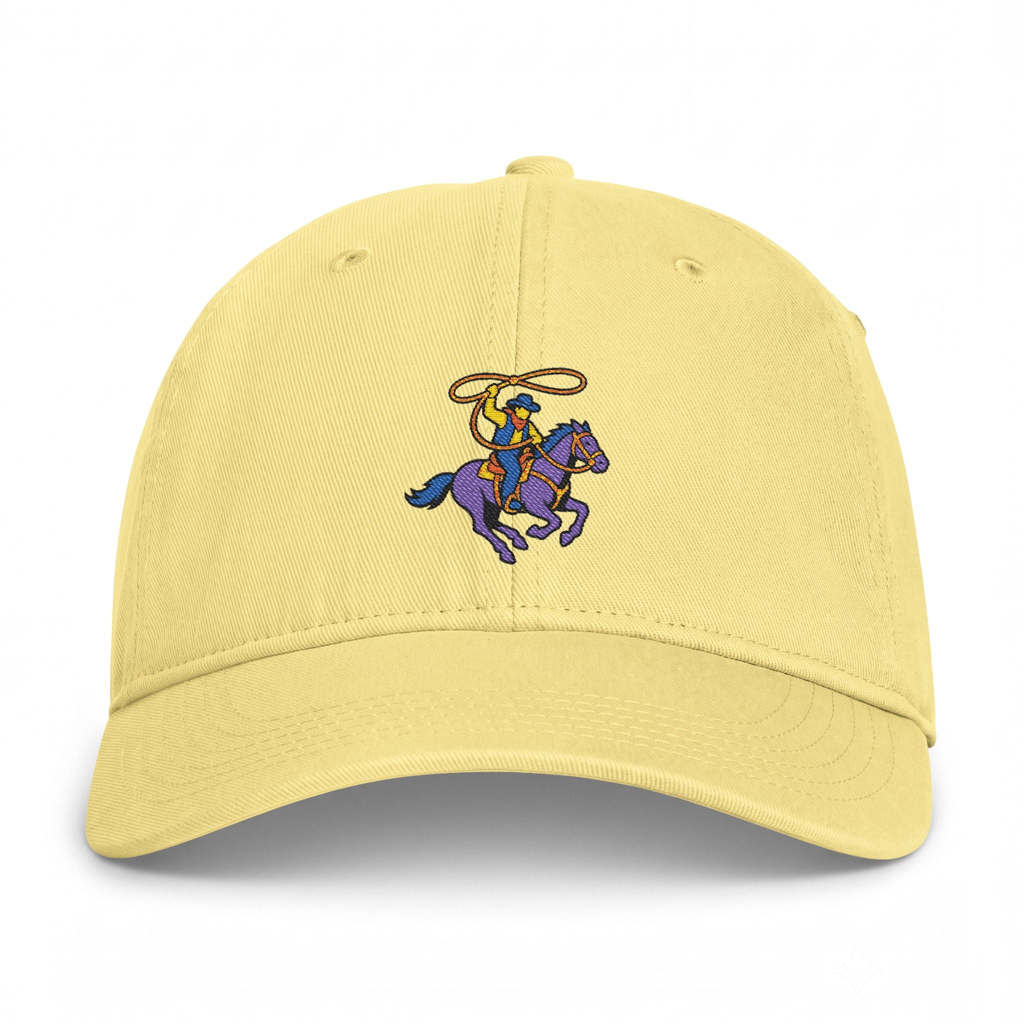 Embroidered Cowboy Rider Cap — Washed Coastal Baseball Hat