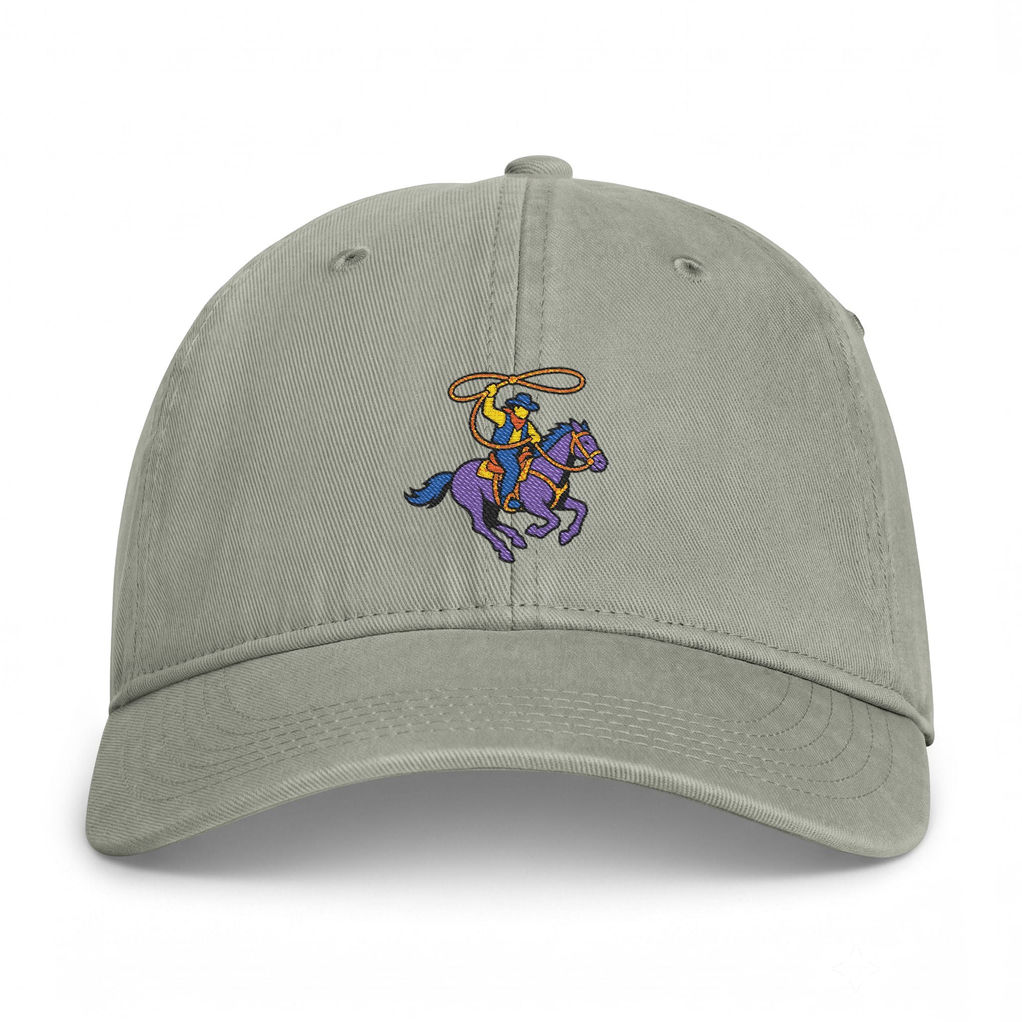 Embroidered Cowboy Rider Cap — Washed Coastal Baseball Hat