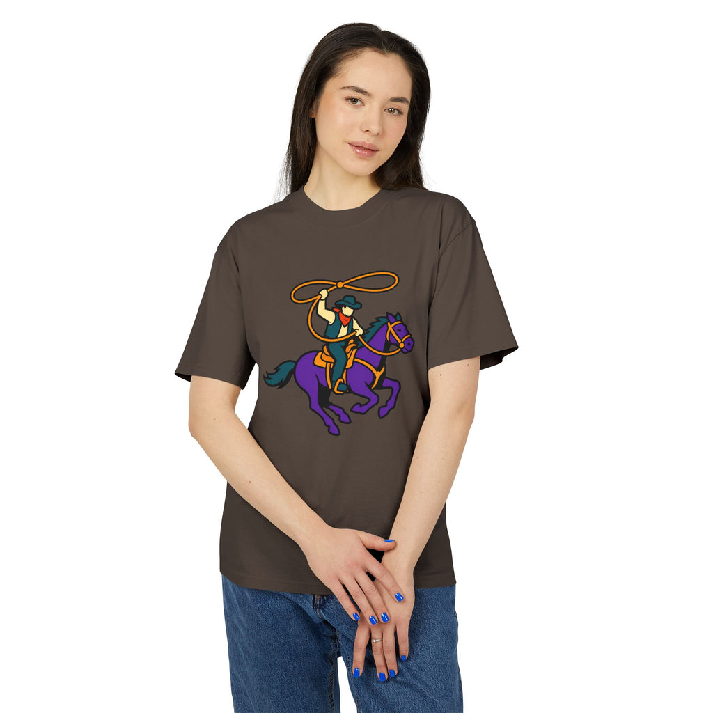 Cowboy Rodeo Graphic Tee — Lasso Rider on Purple Horse