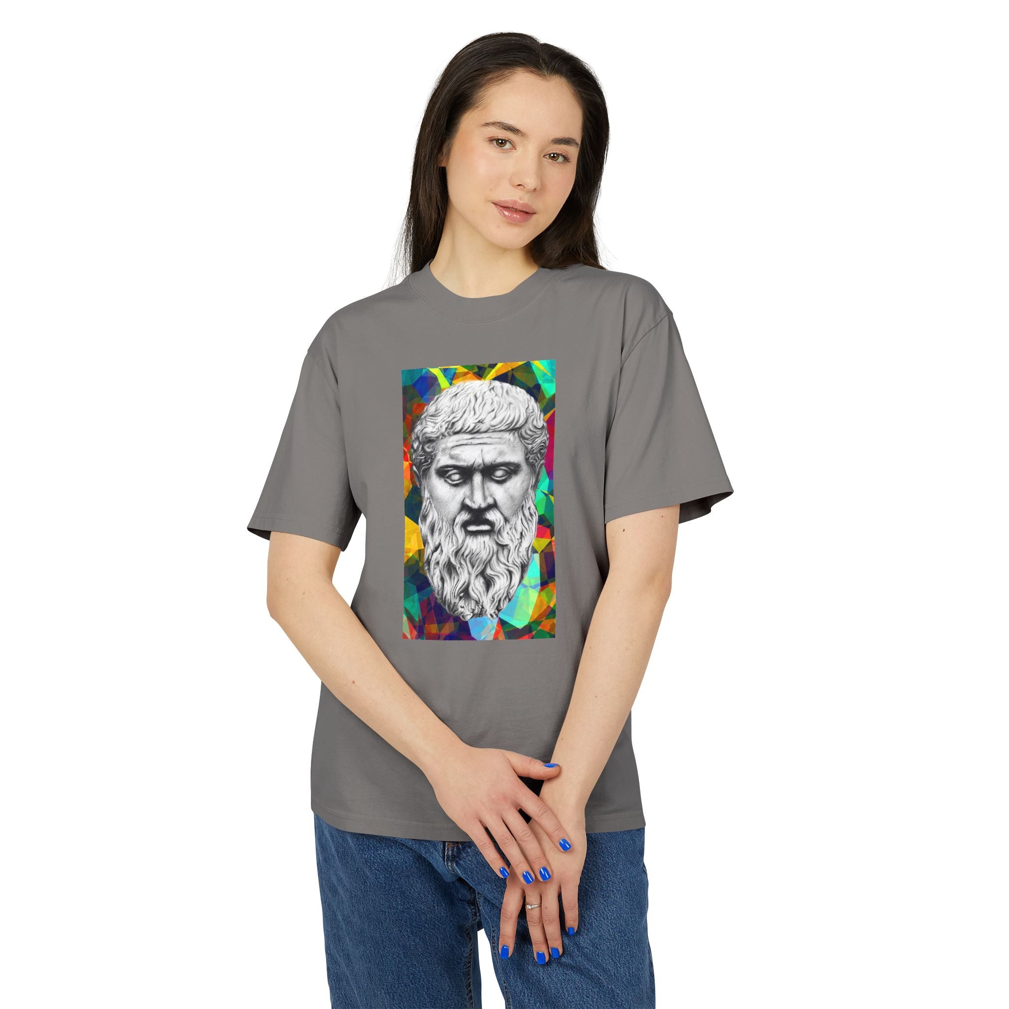 Ancient Greek Statue Tee — Colorful Psychedelic Philosophy Graphic T-Shirt