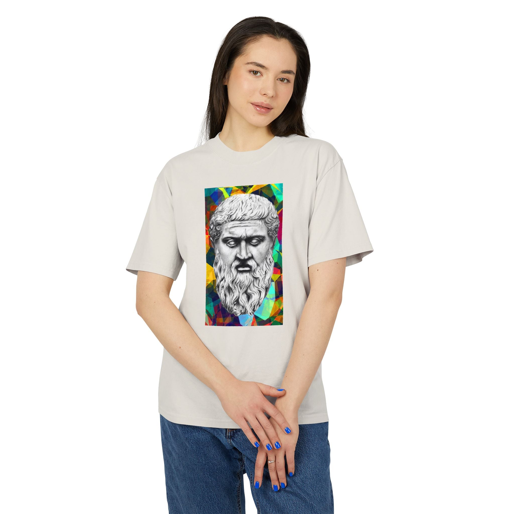 Ancient Greek Statue Tee — Colorful Psychedelic Philosophy Graphic T-Shirt