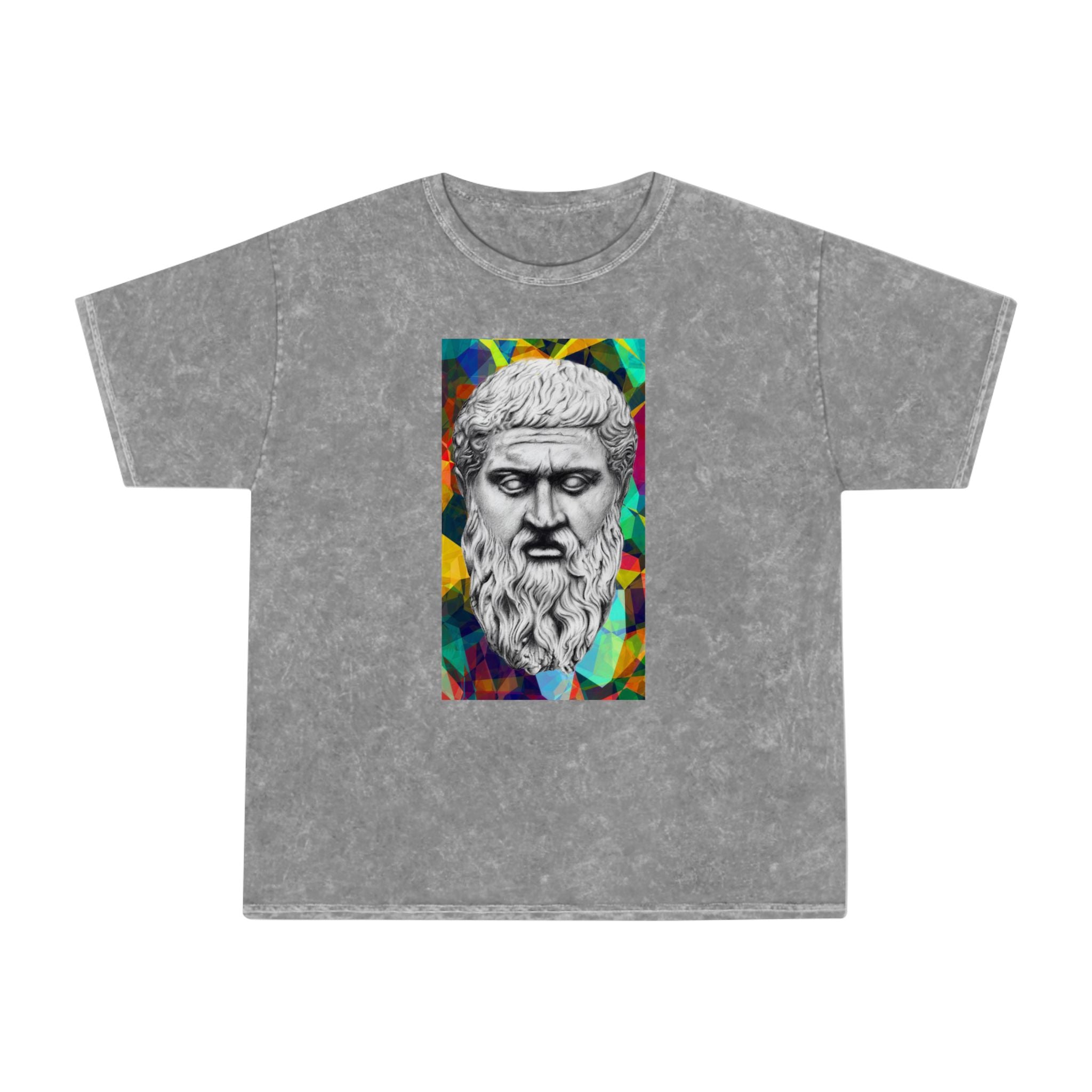 Stoic Philosopher Bust T-Shirt — Colorful Mosaic Greek Statue Tee