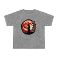Samurai Moon Mineral-Wash T-Shirt — '武士侍' Vintage Sunset Graphic Tee