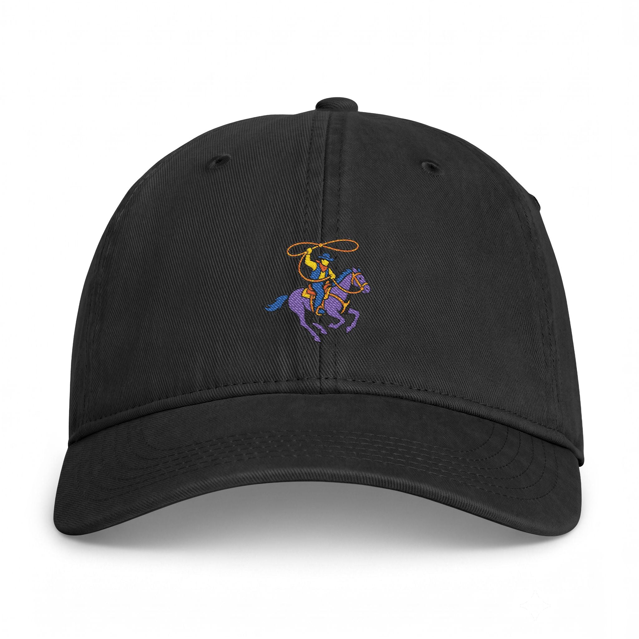 Embroidered Cowboy Rider Cap — Washed Coastal Baseball Hat