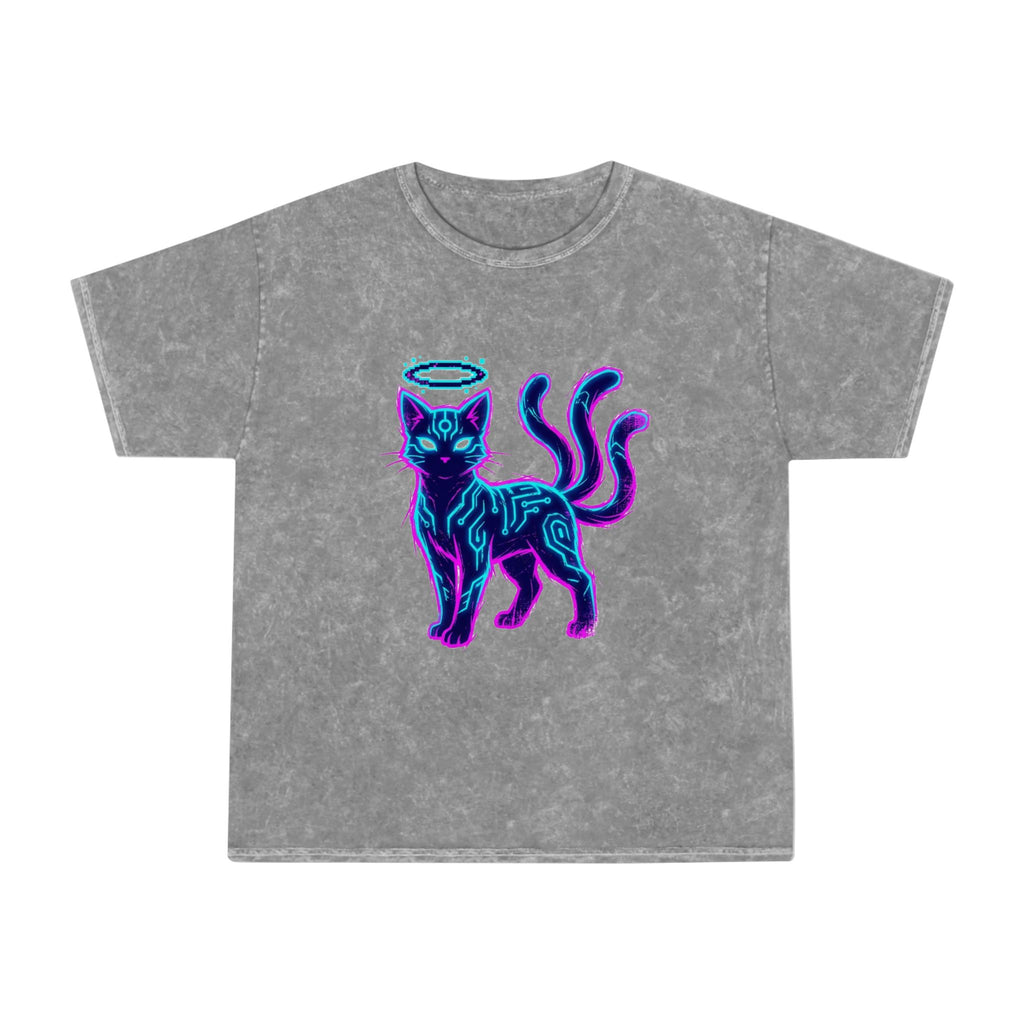 Cyber-Spirit Cat Mineral Wash T-Shirt