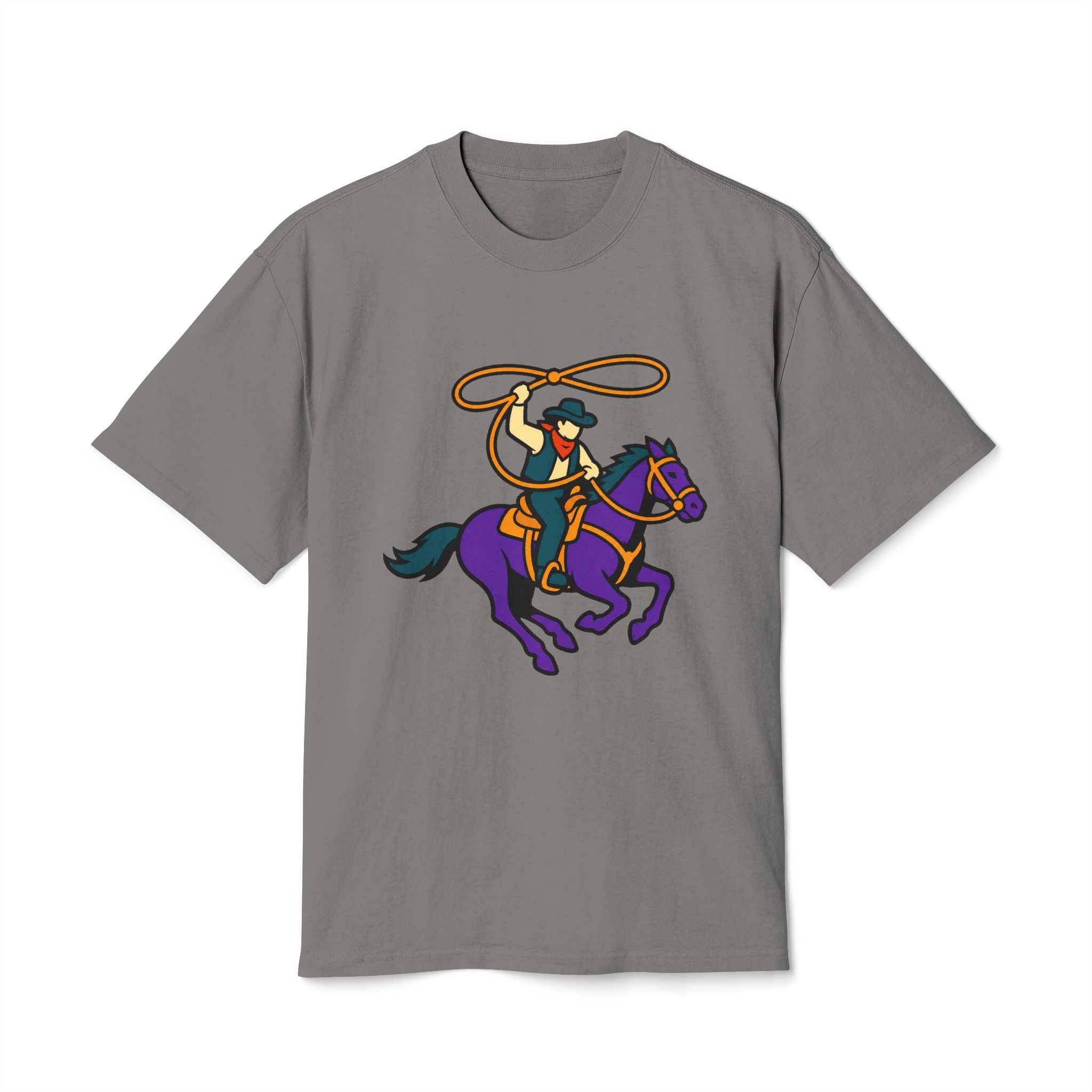 Cowboy Rodeo Graphic Tee — Lasso Rider on Purple Horse