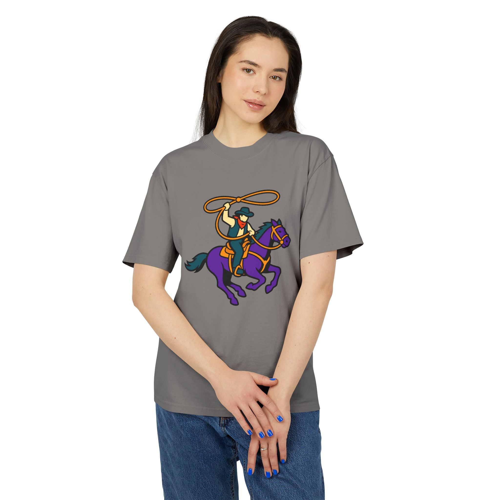 Cowboy Rodeo Graphic Tee — Lasso Rider on Purple Horse