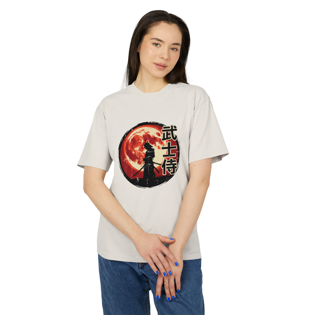 Samurai Moon Tee — Warrior Silhouette T-Shirt with Japanese Kanji
