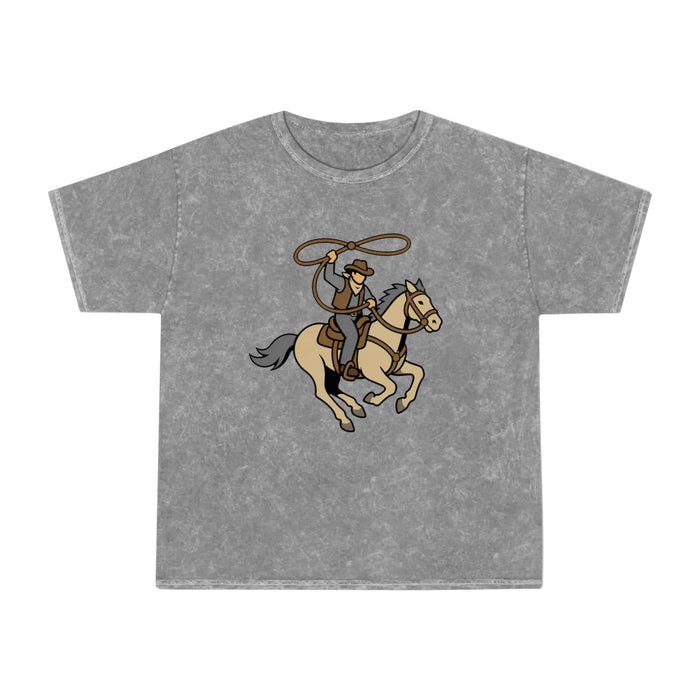 Cowboy on Horse T‑Shirt — Western Rodeo Graphic Mineral Wash Tee