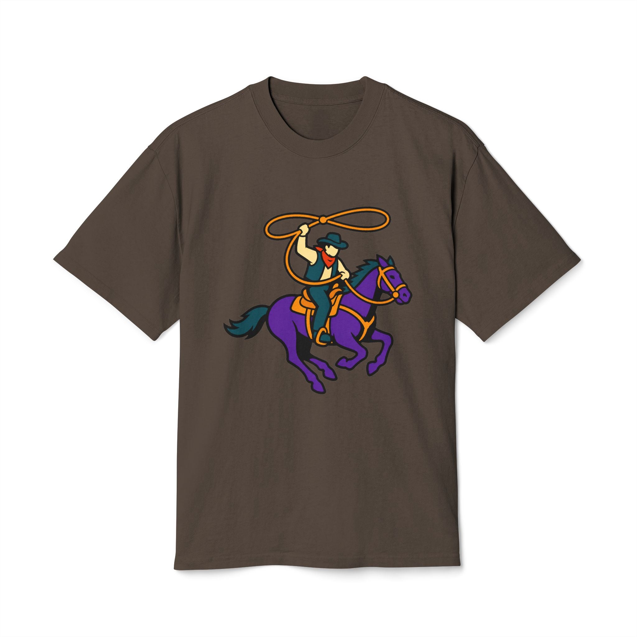 Cowboy Rodeo Graphic Tee — Lasso Rider on Purple Horse