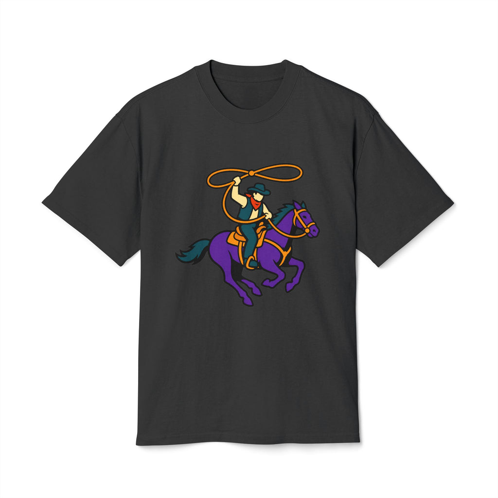 Cowboy Rodeo Graphic Tee — Lasso Rider on Purple Horse