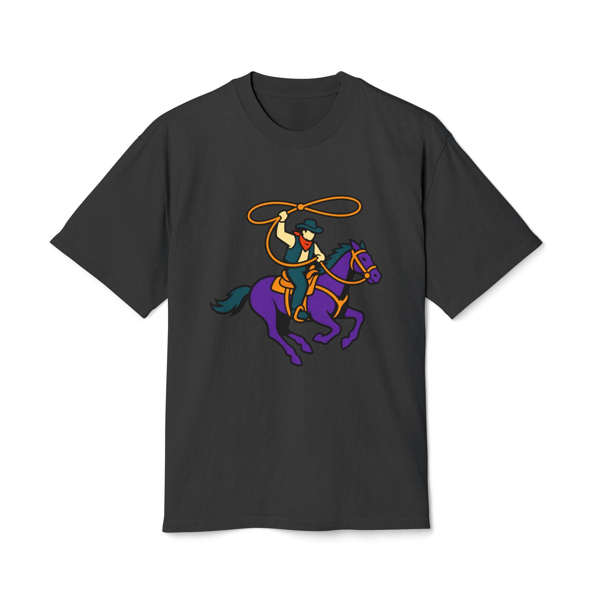Cowboy Rodeo Graphic Tee — Lasso Rider on Purple Horse