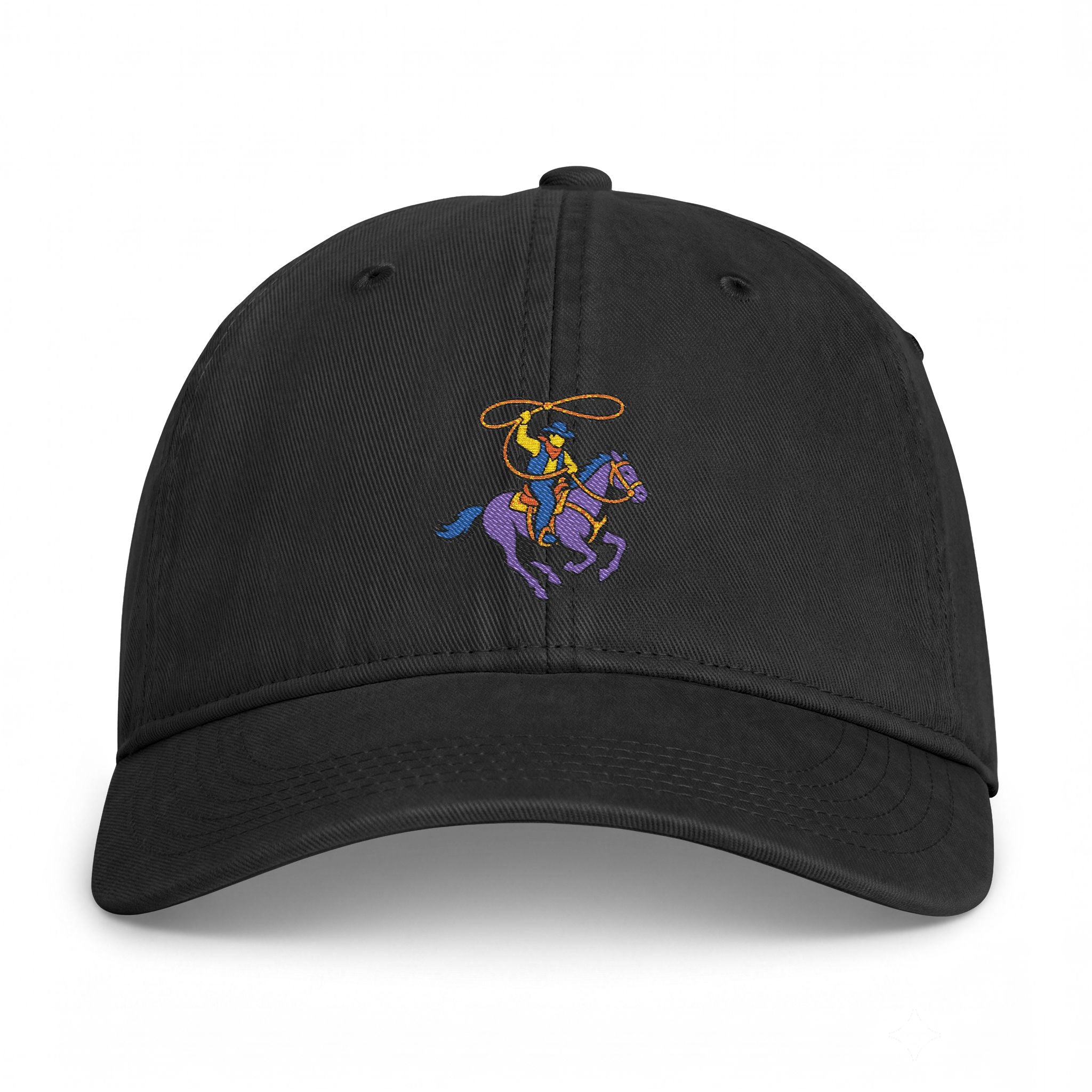 Embroidered Cowboy Rider Cap — Washed Coastal Baseball Hat
