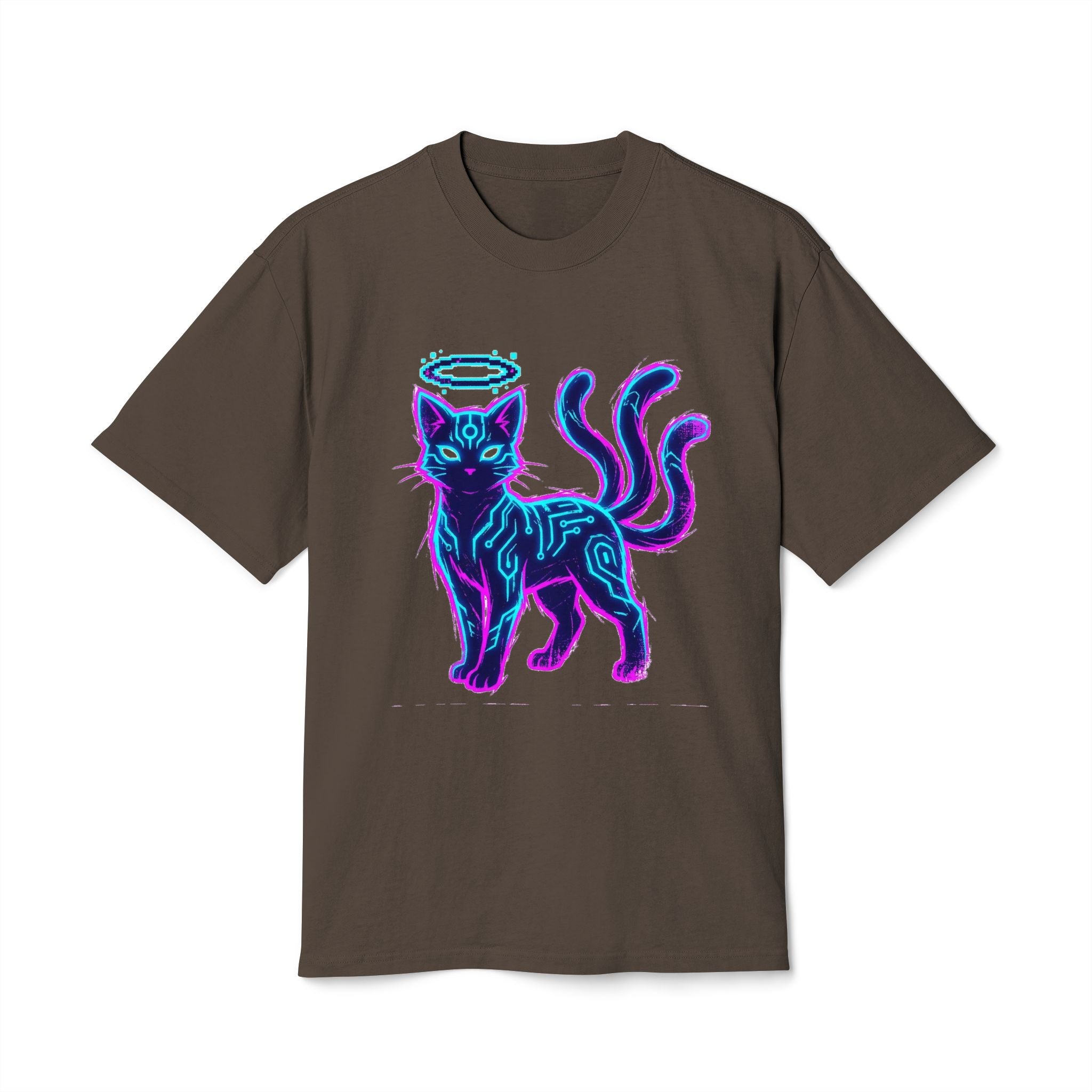Neon Halo Cat T-Shirt — Psychedelic Angelic Cat Graphic Tee