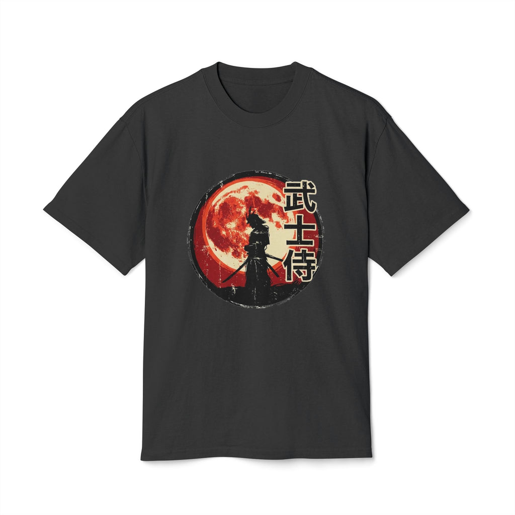 Samurai Moon Tee — Warrior Silhouette T-Shirt with Japanese Kanji