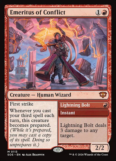 Emeritus of Conflict // Lightning Bolt (SOS) #113 - NM Foil
