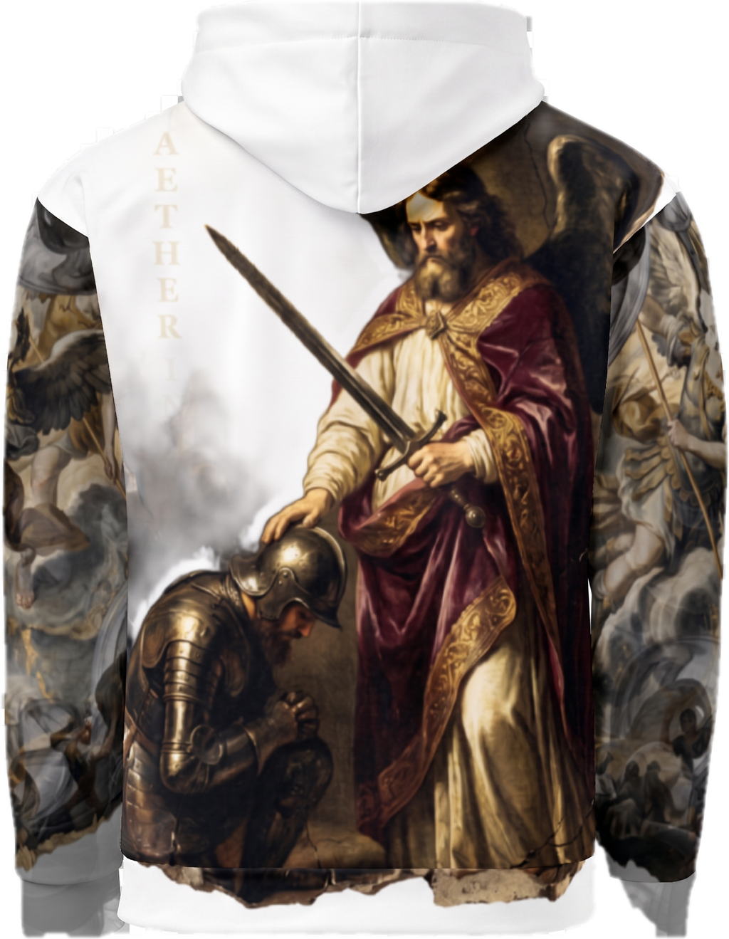 Aether Inn Full Print Cotton Hoodie "Mercy Withheld" White