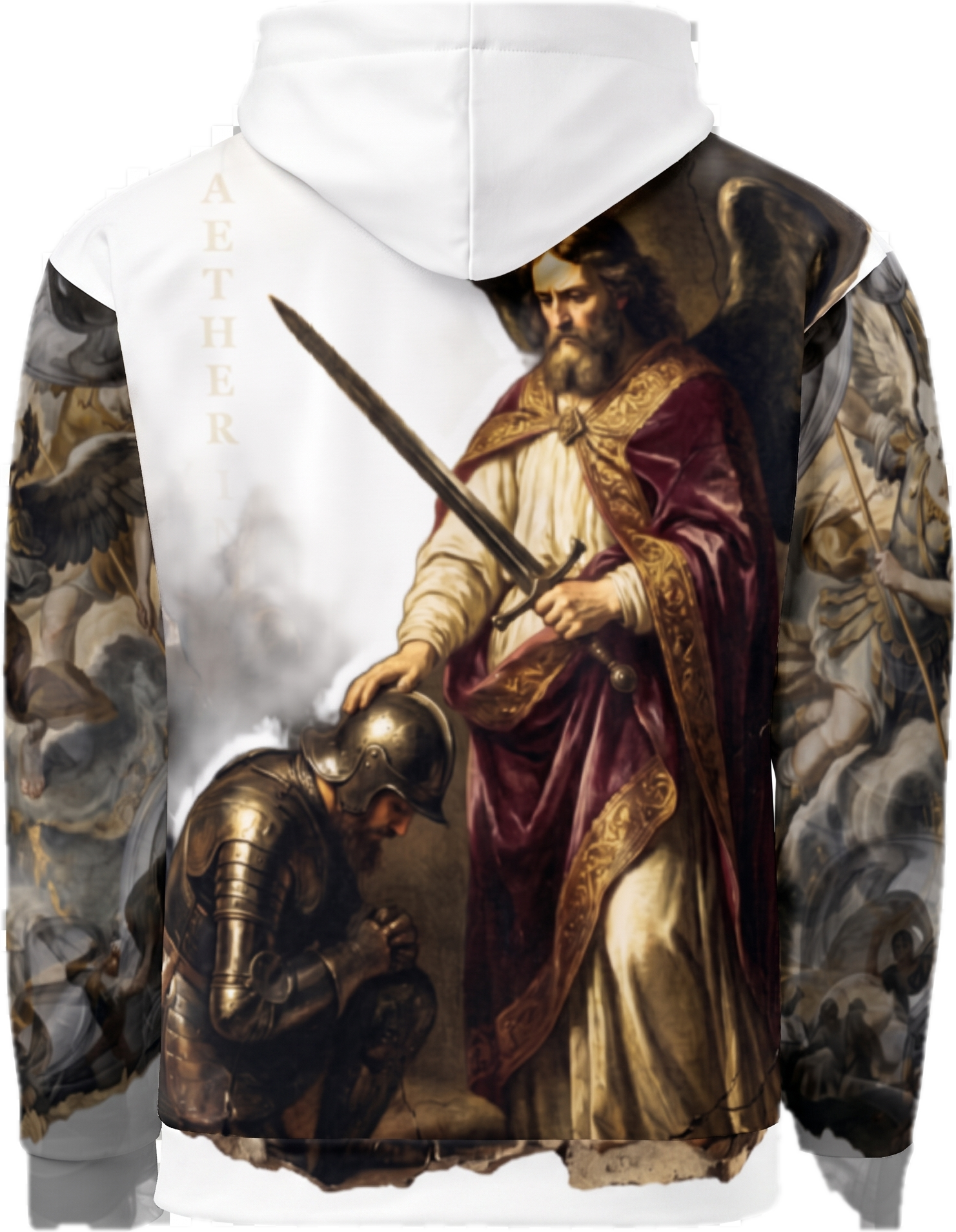 Aether Inn Full Print Cotton Hoodie "Mercy Withheld" White
