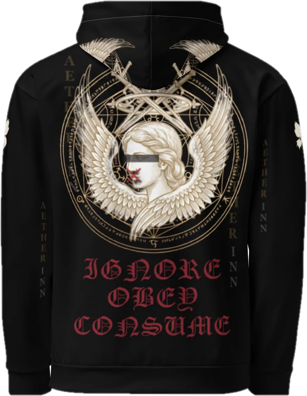 Aether Inn Full Print Cotton Hoodie "Ninth Hour" Black
