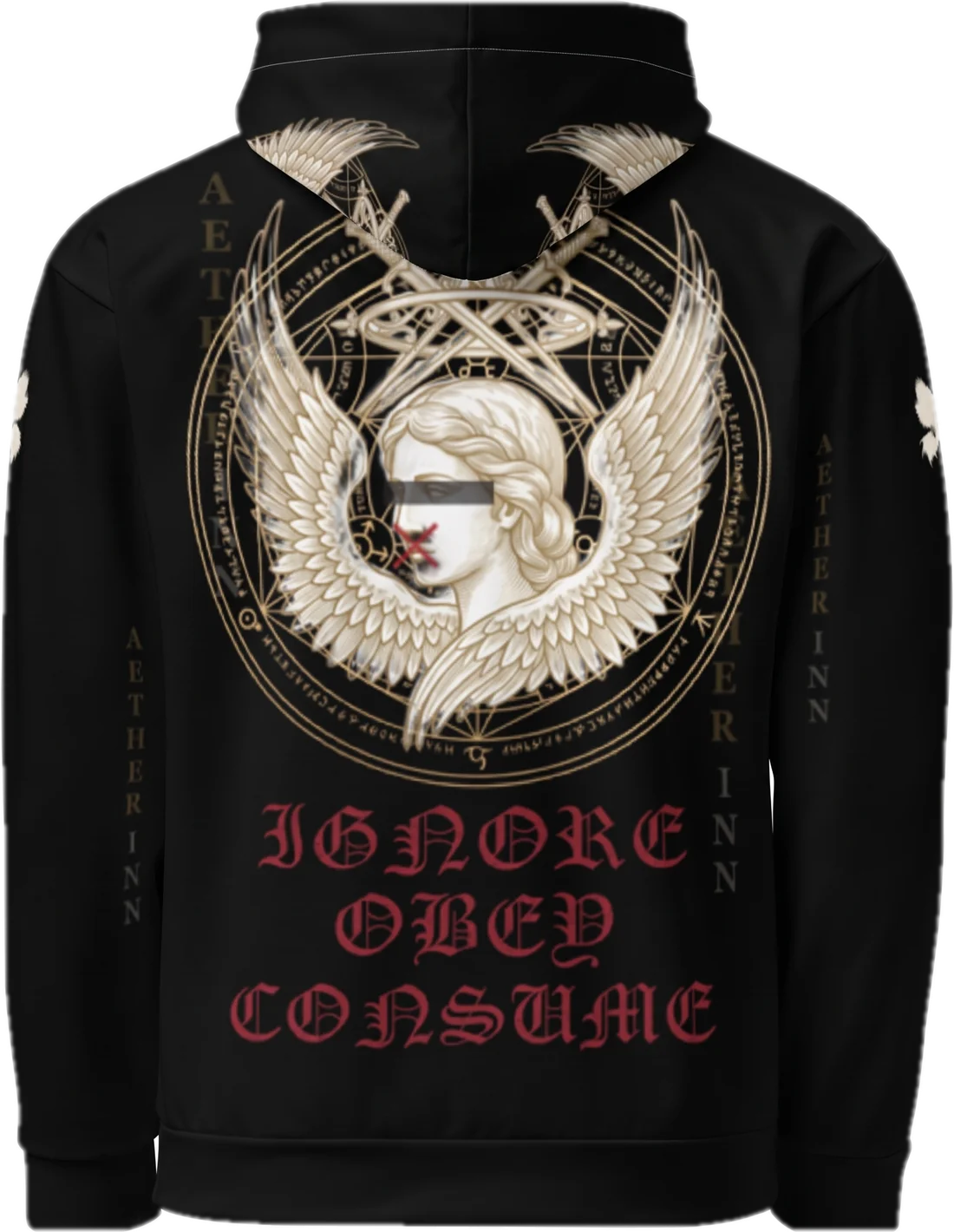 Aether Inn Full Print Cotton Hoodie "Ninth Hour" Black