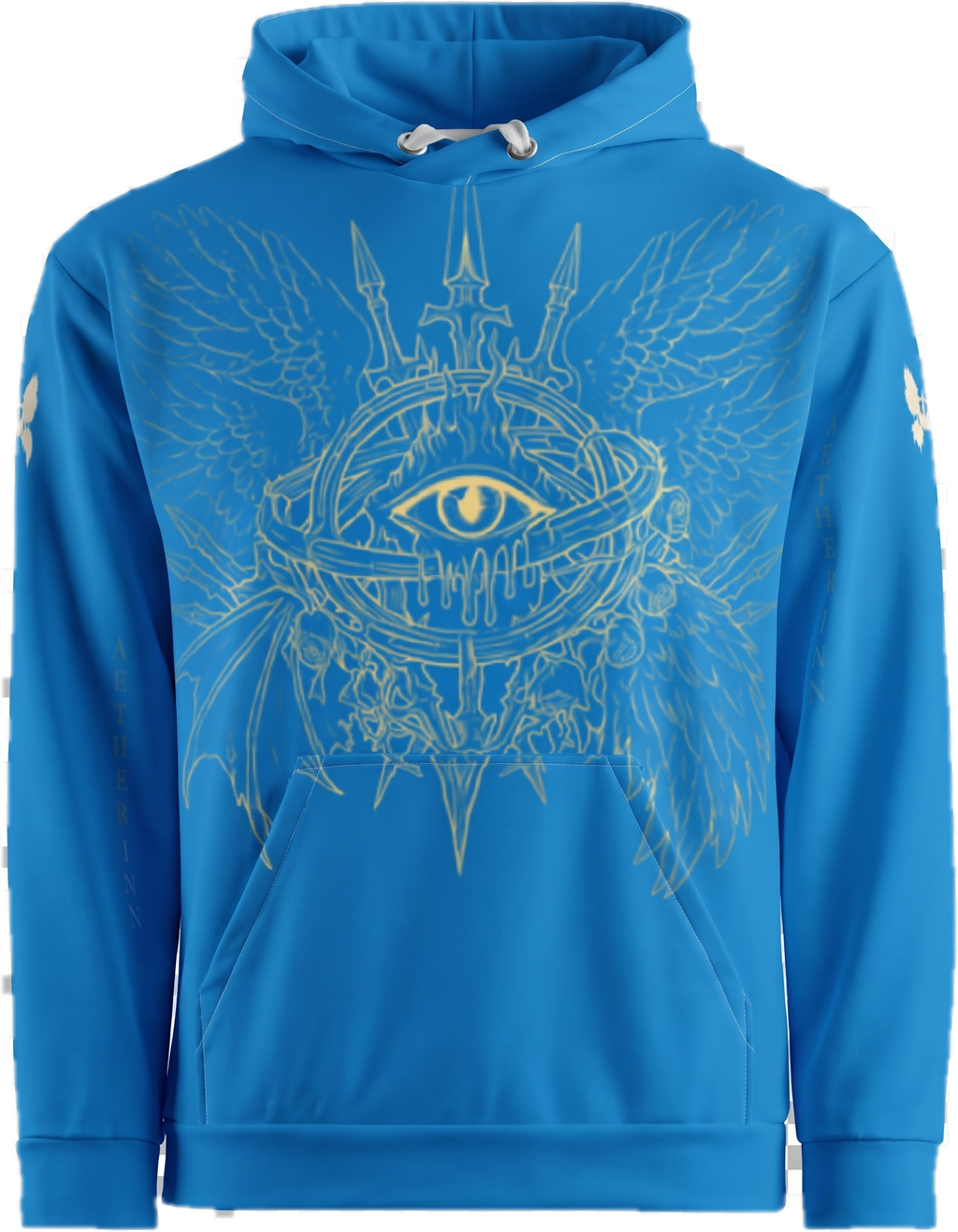 Aether Inn Full Print Cotton Hoodie "Ninth Hour" Blue