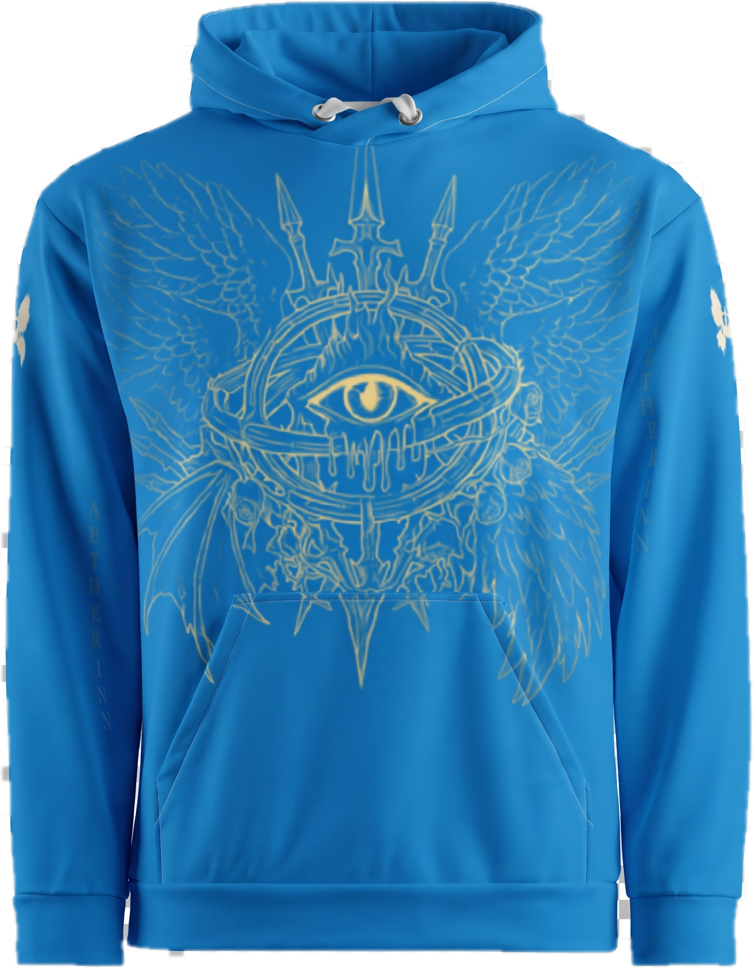 Aether Inn Full Print Cotton Hoodie "Ninth Hour" Blue
