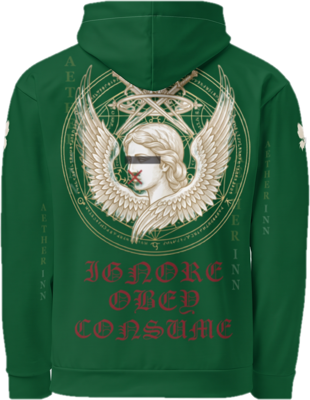 Aether Inn Full Print Cotton Hoodie "Ninth Hour" Green