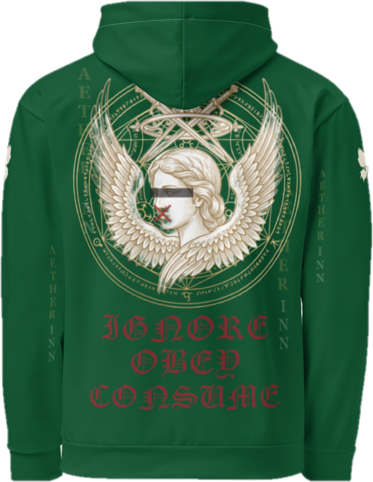Aether Inn Full Print Cotton Hoodie "Ninth Hour" Green