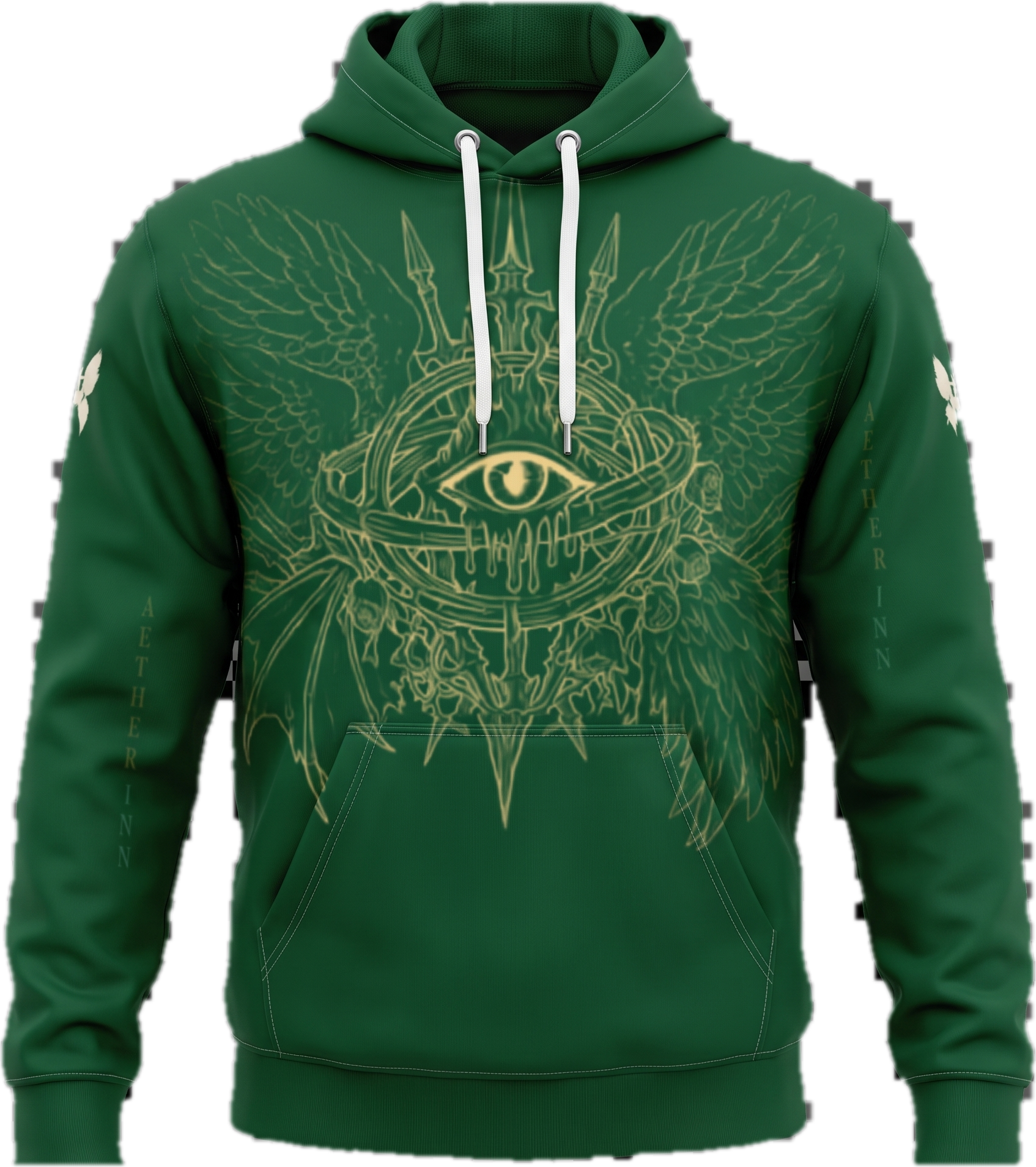 Aether Inn Full Print Cotton Hoodie "Ninth Hour" Green