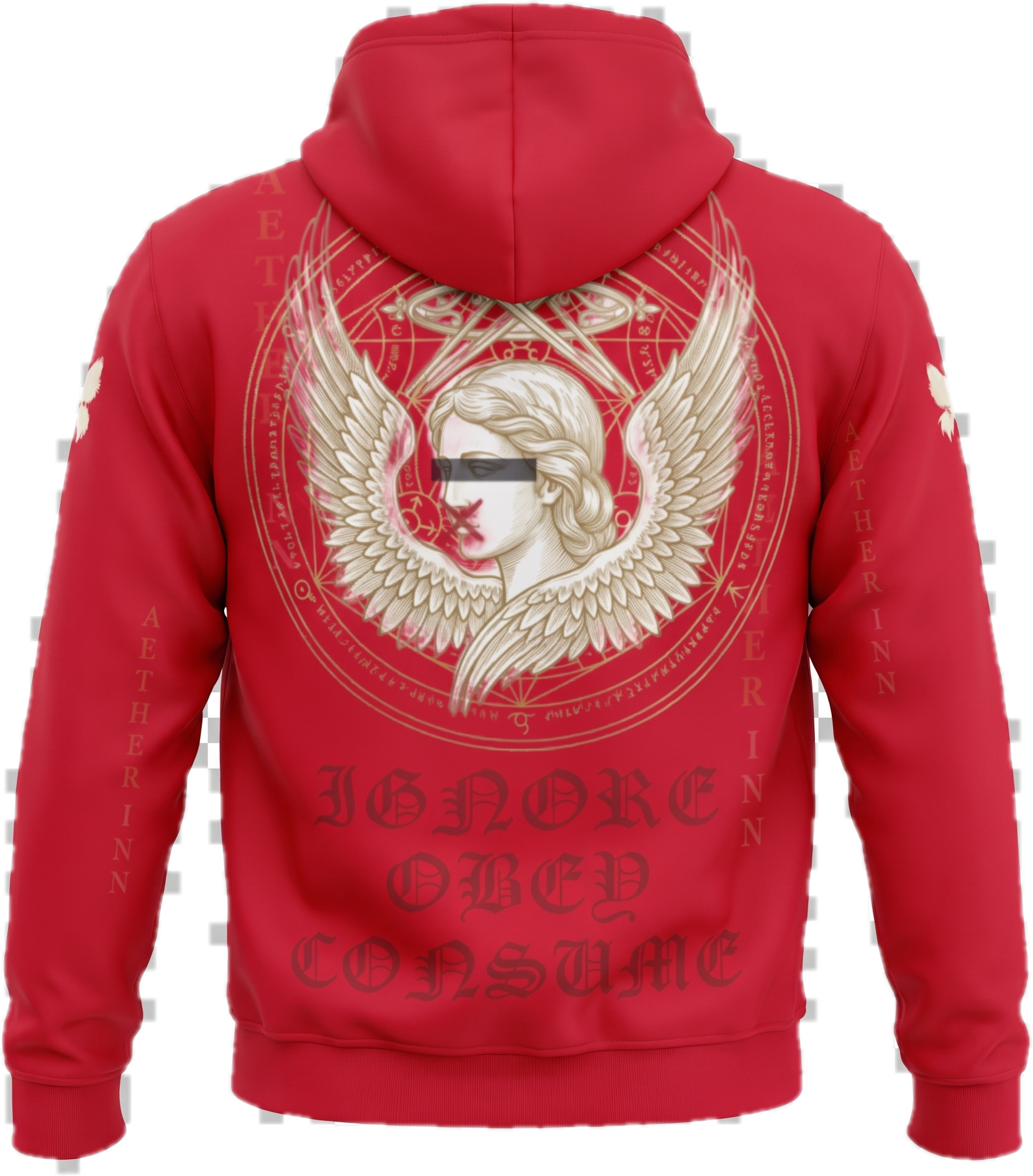 Aether Inn Full Print Cotton Hoodie "Ninth Hour" Red