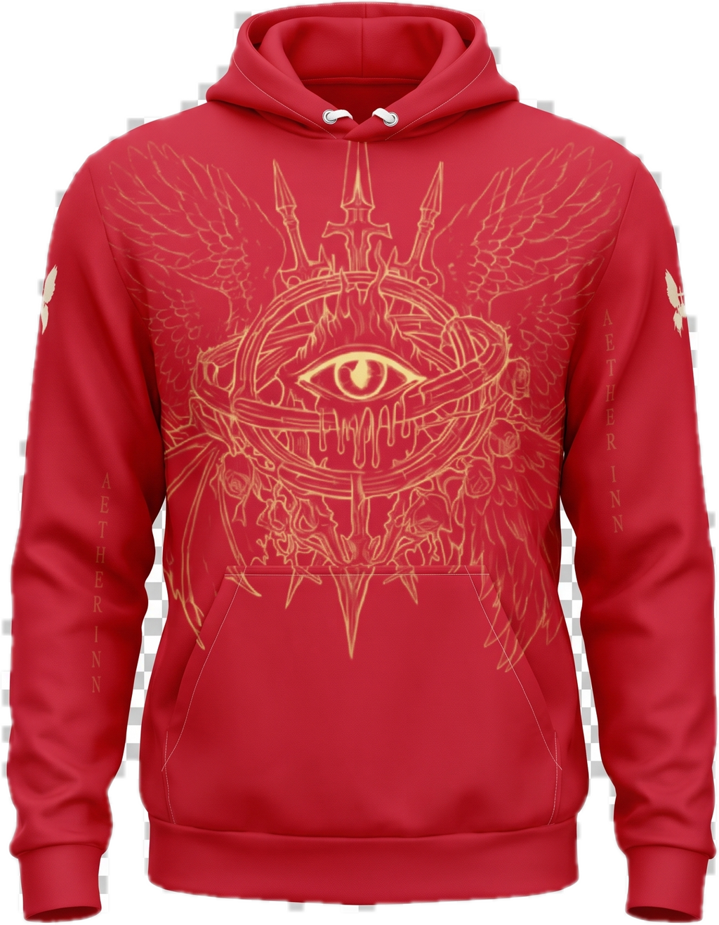 Aether Inn Full Print Cotton Hoodie "Ninth Hour" Red