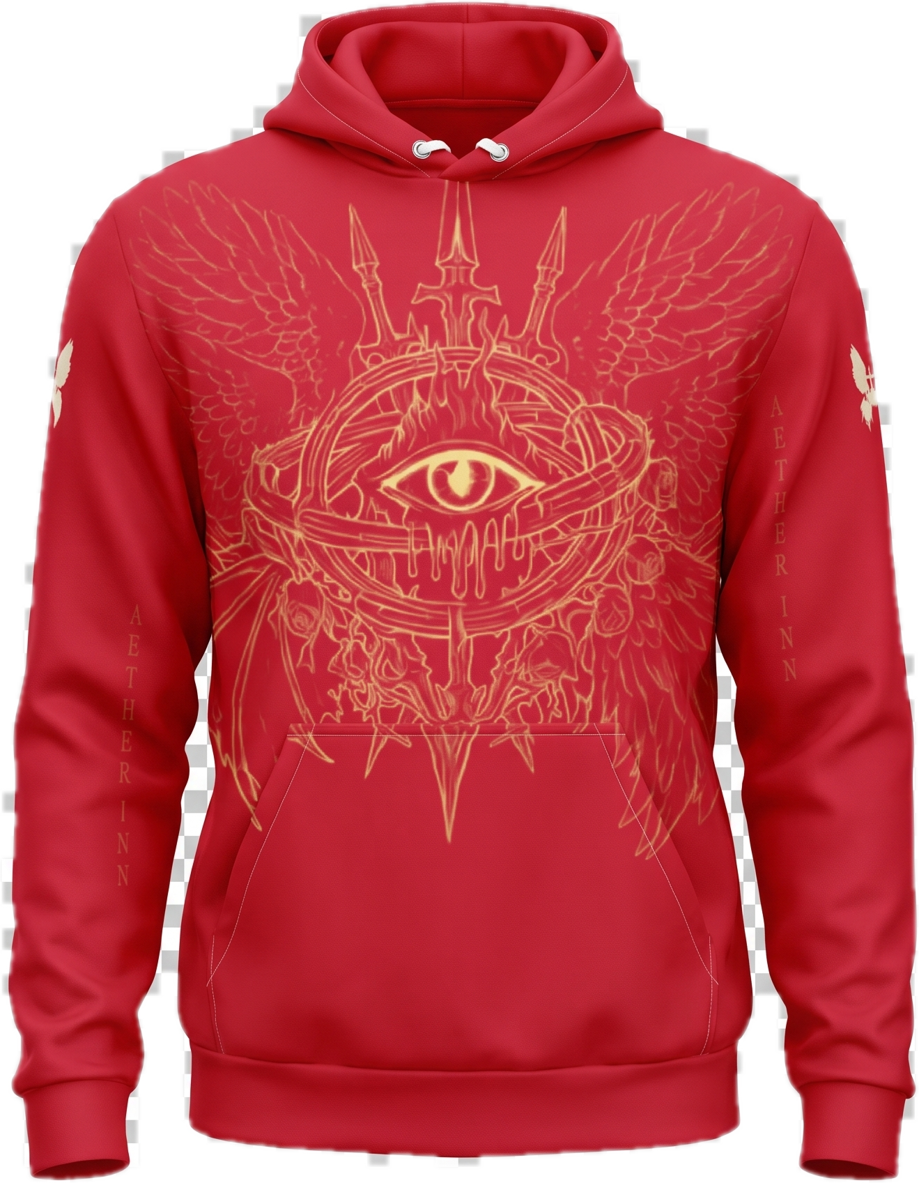 Aether Inn Full Print Cotton Hoodie "Ninth Hour" Red