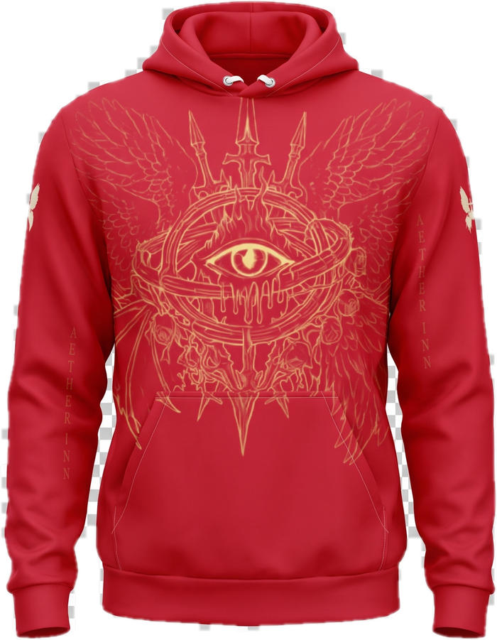 Aether Inn Full Print Cotton Hoodie "Ninth Hour" Red