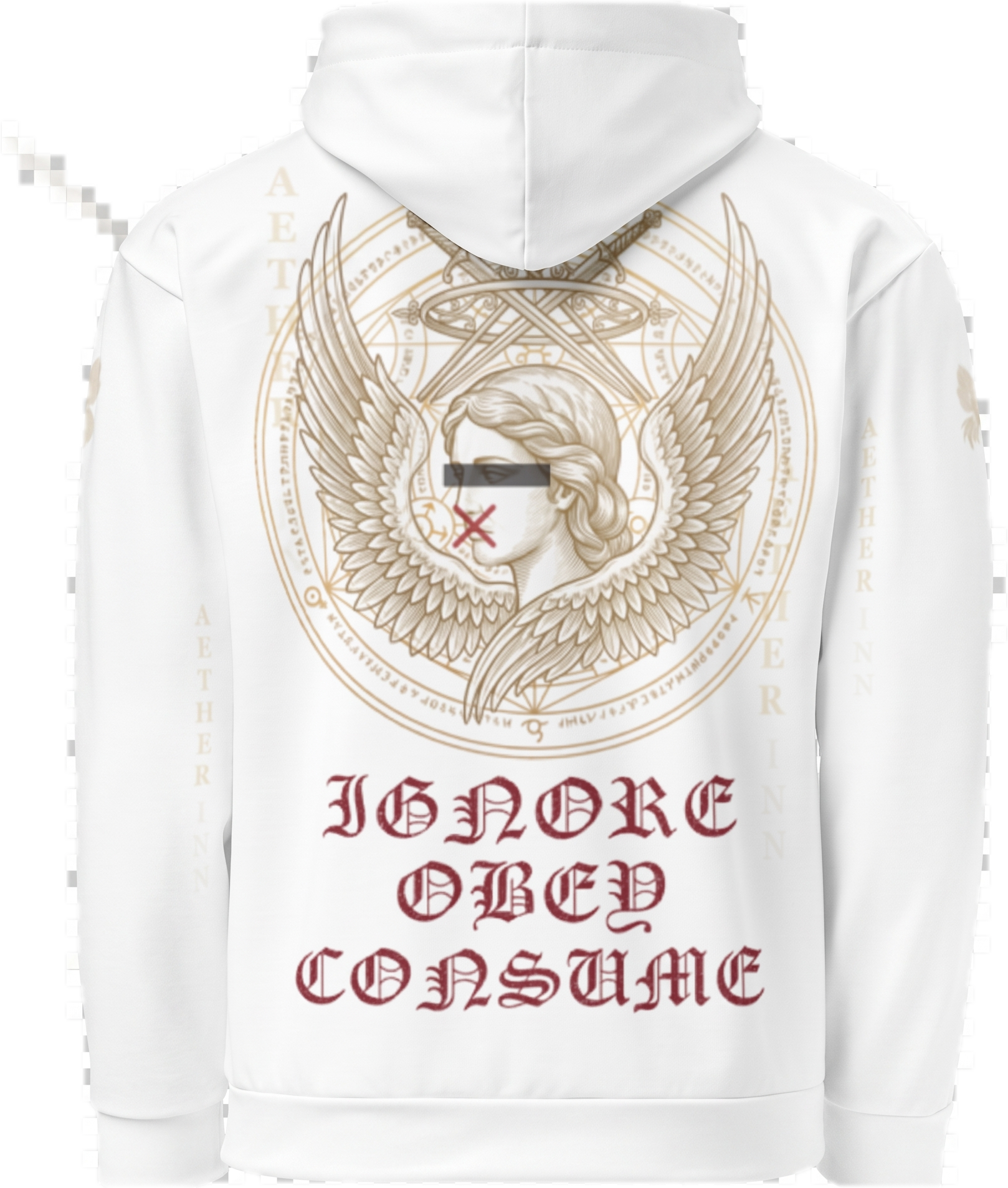 Aether Inn Full Print Cotton Hoodie "Ninth Hour" White