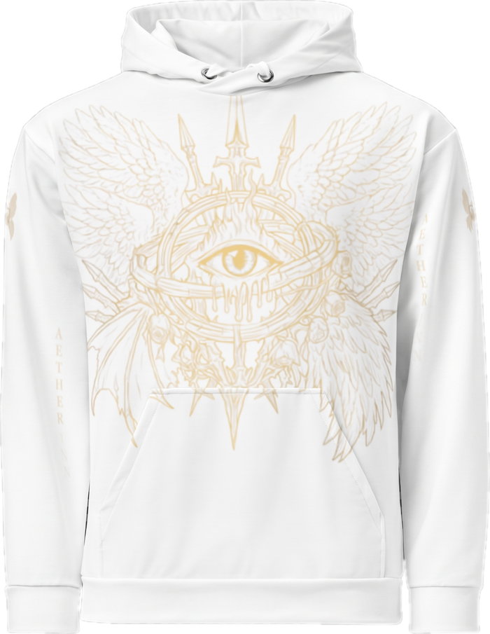 Aether Inn Full Print Cotton Hoodie "Ninth Hour" White