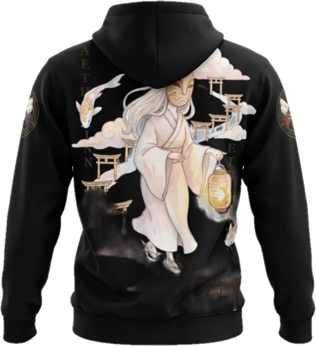 Aether Inn Full Print Cotton Hoodie "Spirit Walk" Black